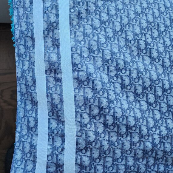 JOHN GALLIANO FOR DIOR - AUTHENTIC BLUE MONOGRAM BANDANA SCARF - Picture 2 of 4